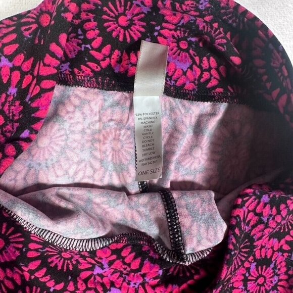 LuLaRoe Black Pink Purple Hippie Tye Dye Raver Trance Club Leggings One Size OS - Picture 4 of 6